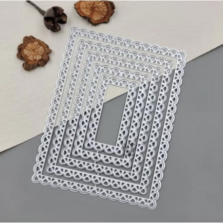 Printable Heaven Large Cutting Die - Nesting Lace Edge Rectangles (5pcs) (T004)