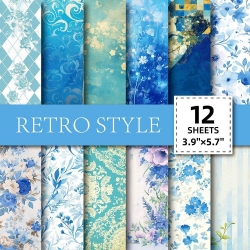 Retro Blue Paper Pad (12 sheets) (PW-WG3E2DC-01)