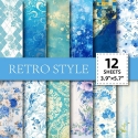 Retro Blue Paper Pad (12 sheets) 4" x 6" (PW-WG3E2DC-01)