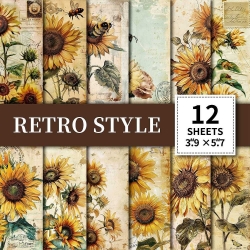 Retro Sunflower Paper Pad (12 Sheets) (PW-WGE6733-01)