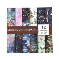 Navy Christmas Pattern Paper Pad (12 Sheets) (STIC-C010-34D)