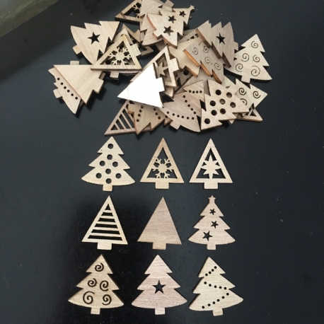 Small Wooden Christmas Trees (50pcs) (WOCR-PW0002-30D)