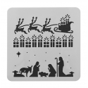 13 x 13cm Reusable Stencil - Nativity/Presents/Sleigh (1pc)