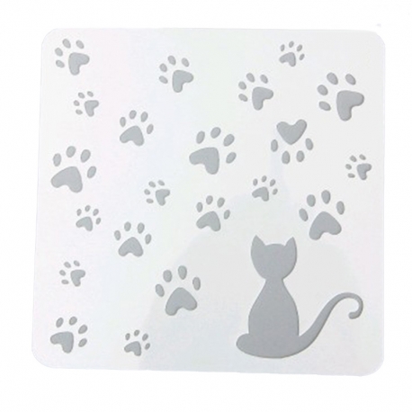 Reusable Stencil - Cat & Paw-prints (1pc)