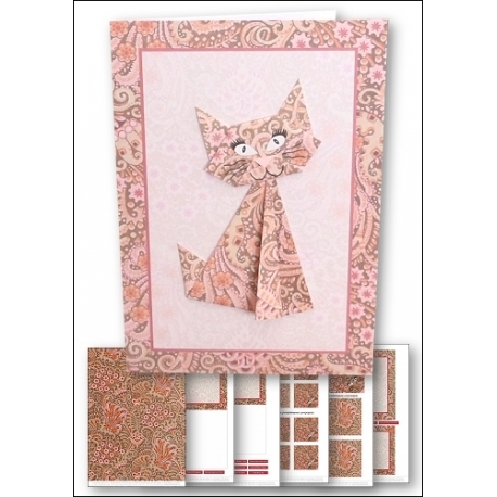 Download - Card kit - Origami Cat Pink