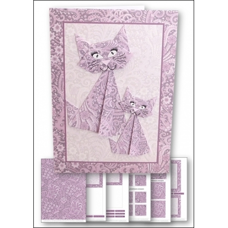 Download - Card kit - Origami Cat Lilac