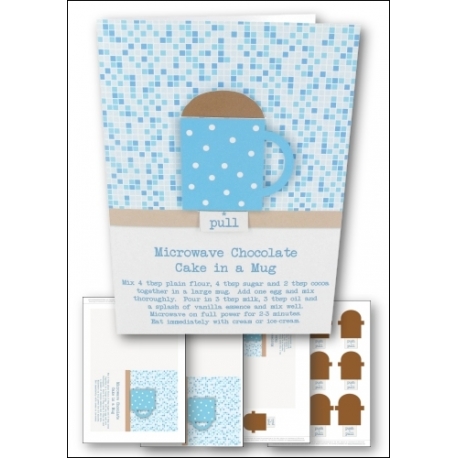 Download - Card Kit - Simple Chocolate Cake in a Mug Card, Blue