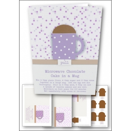 Download - Card Kit - Simple Chocolate Cake in a Mug Card, Lilac