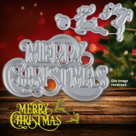 Printable Heaven dies - Merry Christmas with Reindeer & Bauble
