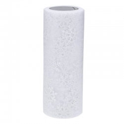 Tulle Roll with Snowflakes - White (15cm x 10 yards)