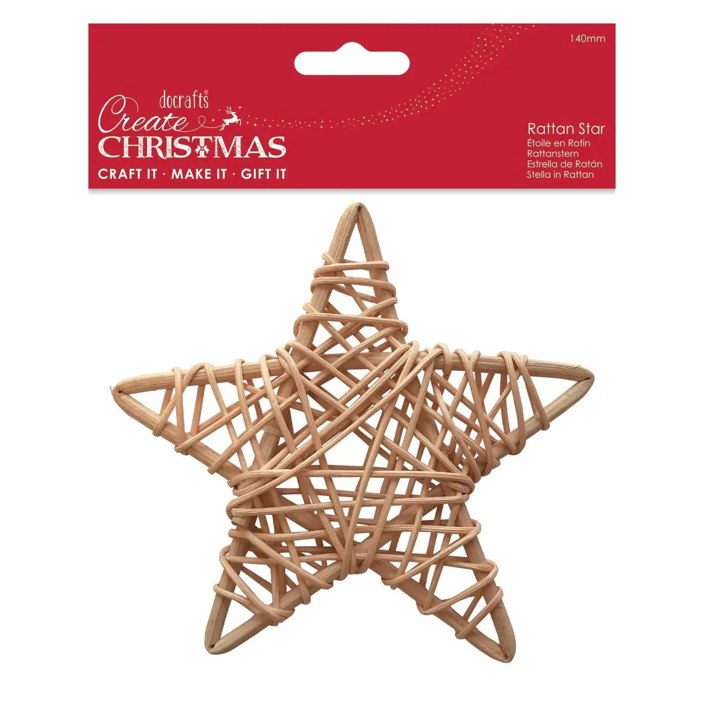 140mm Rattan Star - Natural (PMA 174460) - Printable Heaven