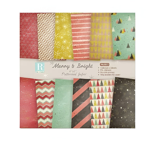 Merry & Bright Printed Scrapbook Paper 6x6" 24 Sheets