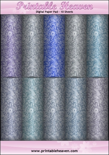 Download - Digital Paper Pad - Floral Shades Blue