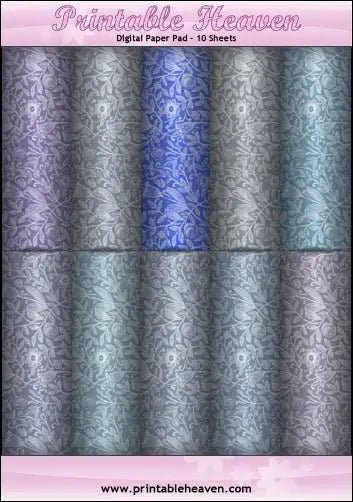 Download - Digital Paper Pad - Floral Shades Blue - Printable Heaven