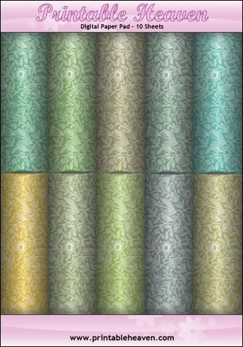 Download - Digital Paper Pad - Floral Shades Green - Printable Heaven