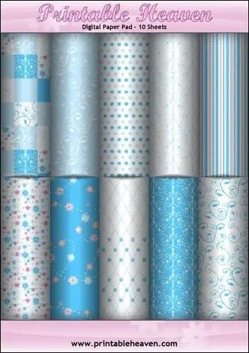 Download - Digital Paper Pad - Breezy Blues - Printable Heaven