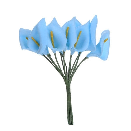 Foam Calla Lilies - Blue (Bunch of 12)