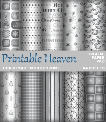 Download - Digital Paper Pad - Christmas - Monochrome