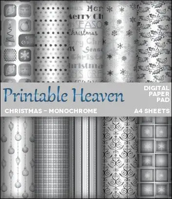 Download - Digital Paper Pad - Christmas - Monochrome - Printable Heaven