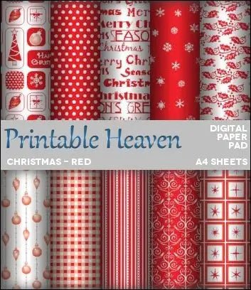 Download - Digital Paper Pad - Christmas - Red - Printable Heaven