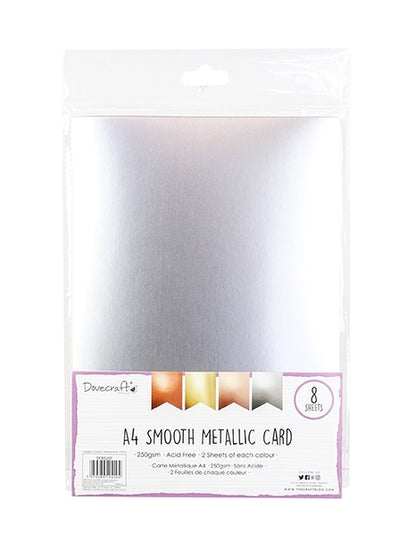 Dovecraft A4 Smooth Metallic Card; 8 Sheets (DCBS207)