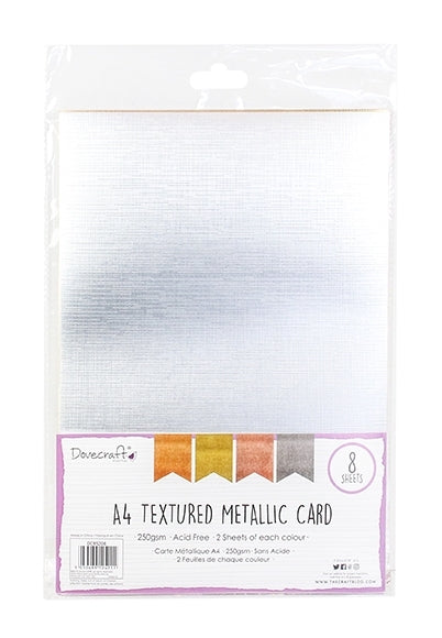 Dovecraft A4 Textured Metallic Card, 8 Sheets (DCBS208)