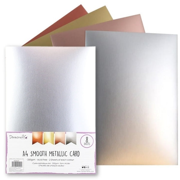 Dovecraft A4 Smooth Metallic Card; 8 Sheets (DCBS207)