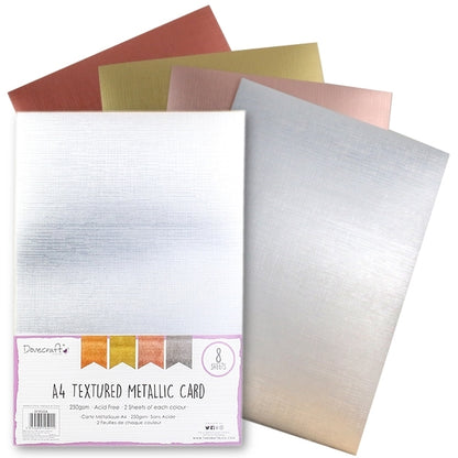 Dovecraft A4 Textured Metallic Card, 8 Sheets