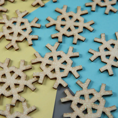 Create Christmas 12 Glitter Wooden Hexagon Snowflakes (PMA 359911) - Printable Heaven