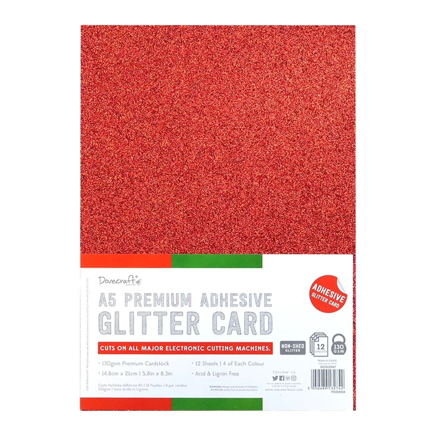 A5 Adhesive Glitter Sheets Festive (DCGCD047) - Printable Heaven