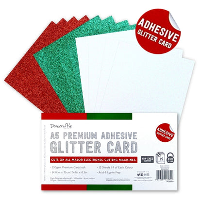 A5 Adhesive Glitter Sheets Festive