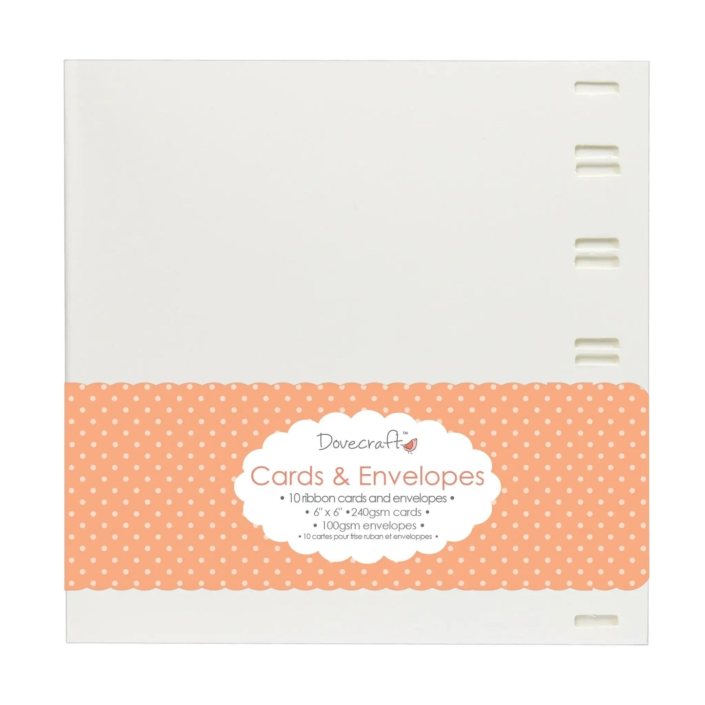 Dovecraft White Ribbon 6"x6" Cards & Envelopes (10pk) (DCCE014) - Printable Heaven
