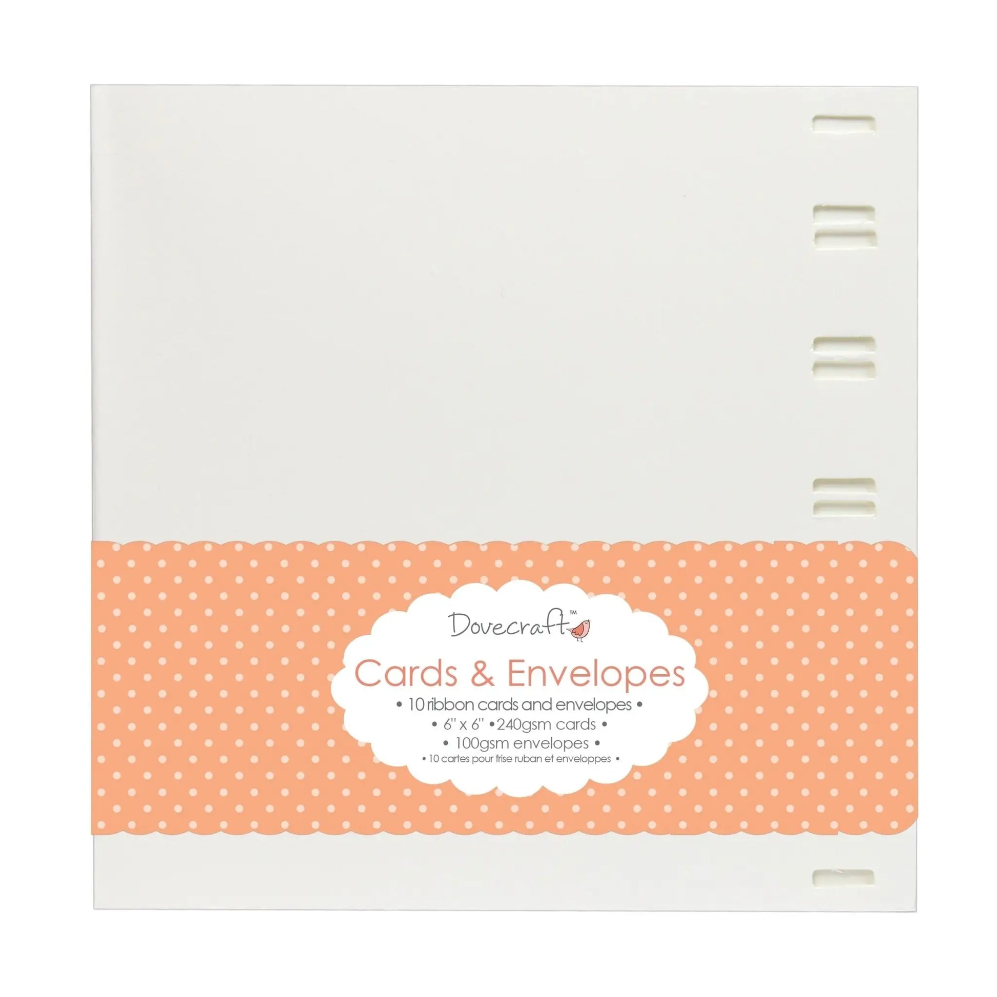 Dovecraft White Ribbon 6"x6" Cards & Envelopes (10pk) (DCCE014) - Printable Heaven