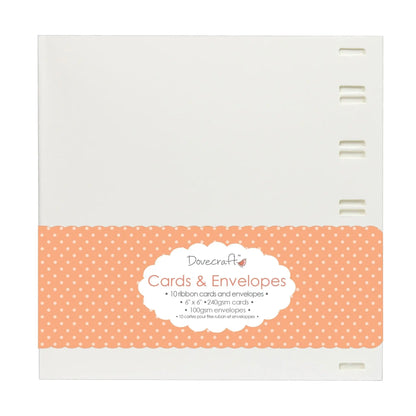 Dovecraft White Ribbon 6"x6" Cards & Envelopes (10pk) (DCCE014) - Printable Heaven