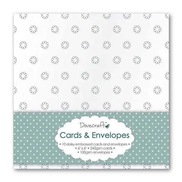 Dovecraft Daisy Embossed 6"x6" Cards & Envelopes (10pk) (DCCE020) - Printable Heaven