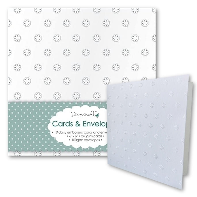 Dovecraft 10 Daisy Embossed 6"x6" Cards & Envelopes