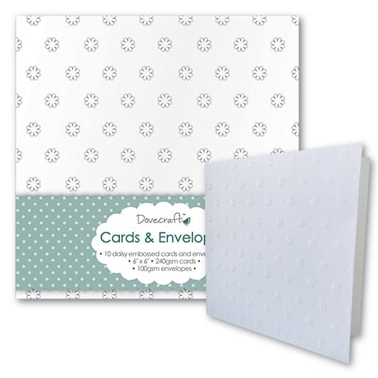 Dovecraft 10 Daisy Embossed 6"x6" Cards & Envelopes