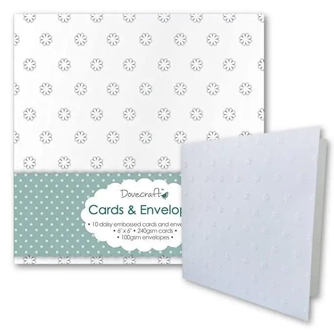 Dovecraft Daisy Embossed 6"x6" Cards & Envelopes (10pk) (DCCE020) - Printable Heaven