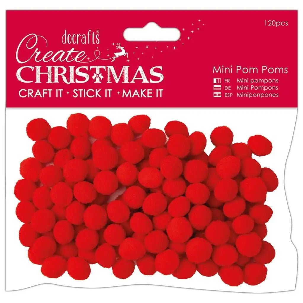 Mini Pom-poms (120pcs) - Red (PMA 105957) - Printable Heaven