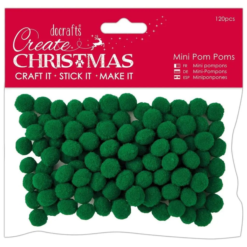Mini Pom-poms (120pcs) - Green (PMA 105958) - Printable Heaven