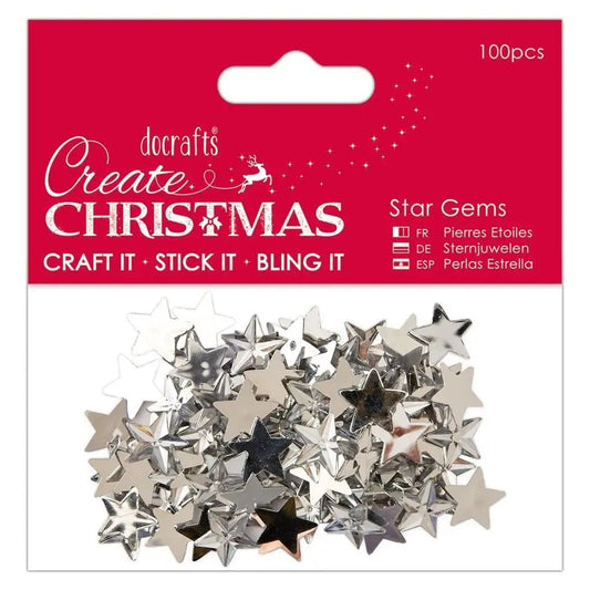 Star Gems (100pcs) - Silver (PMA 351910) - Printable Heaven
