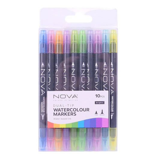 Nova Dual-tip Watercolour Markers - Rainbow (NOV014) - Printable Heaven