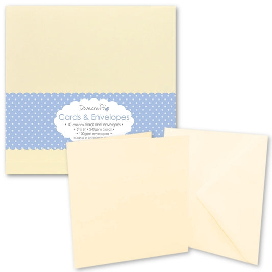 Dovecraft Cream 6 x 6 Cards and Envelopes