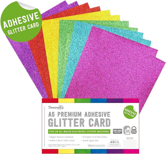 A5 Adhesive Glitter Sheets Rainbow Bright (12 Sheets) (DCGCD045) - Printable Heaven