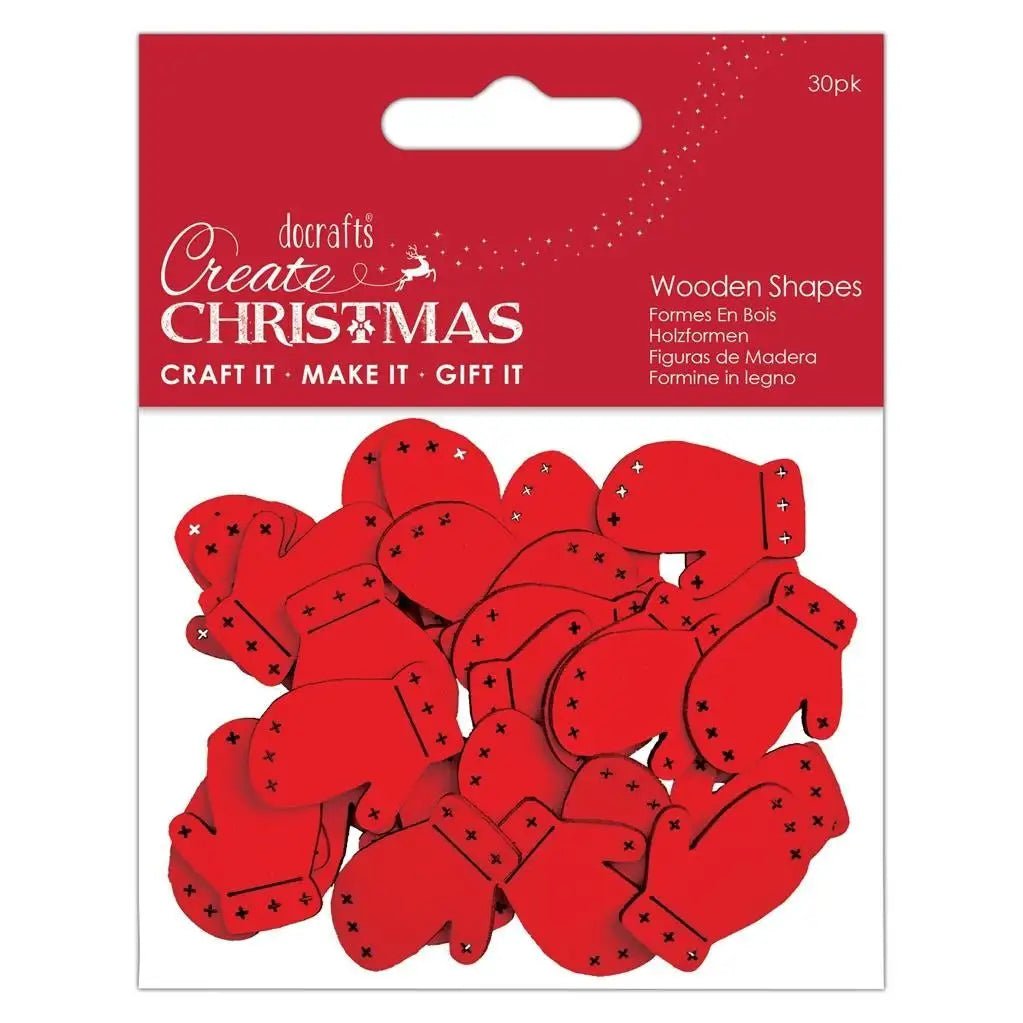 Create Christmas Wooden Shapes (30pcs) - Mini Mittens Red (PMA 174589) - Printable Heaven