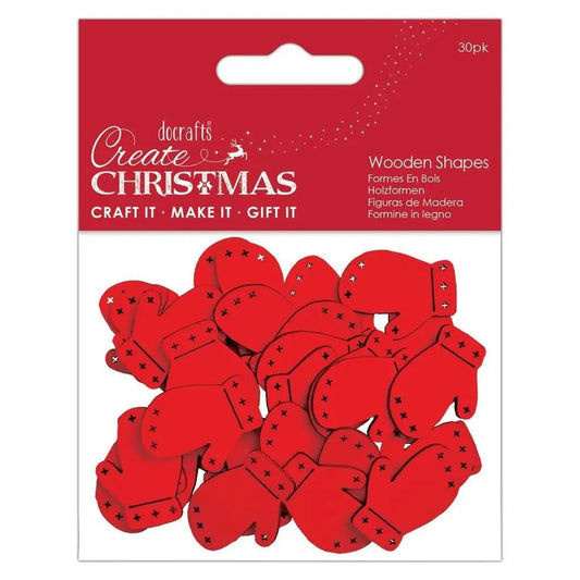 Create Christmas Wooden Shapes (30pcs) - Mini Mittens Red (PMA 174589) - Printable Heaven