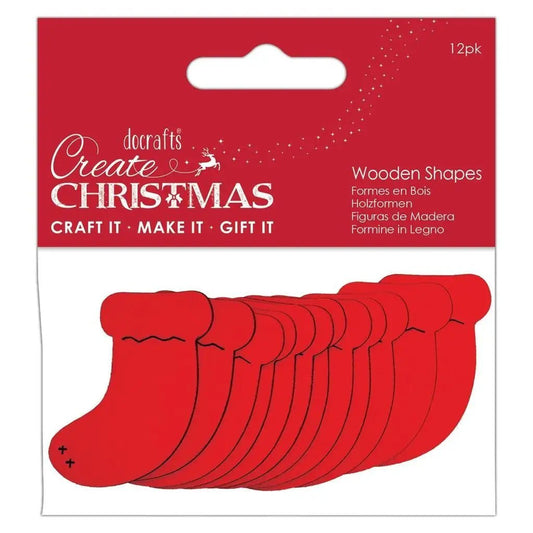 Create Christmas Wooden Shapes (12pcs) - Stockings Red (PMA 174583) - Printable Heaven