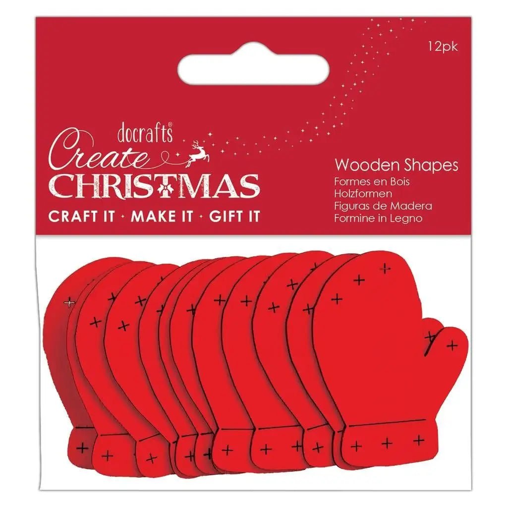 Create Christmas Wooden Shapes (12pcs) - Mittens Red (PMA 174587) - Printable Heaven