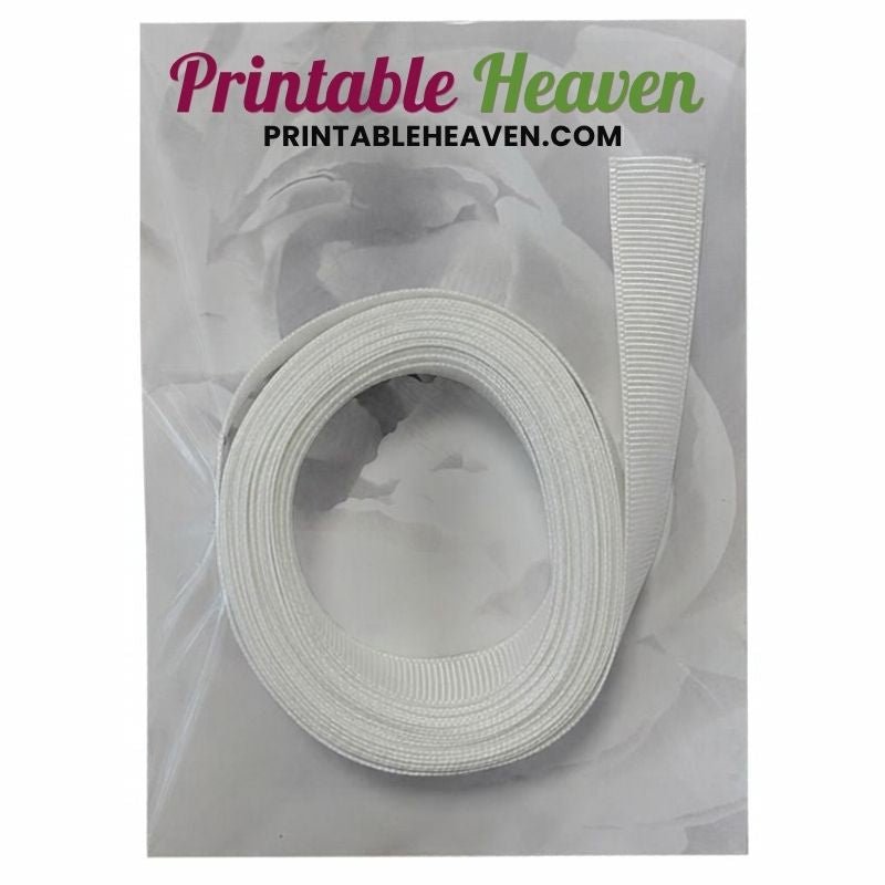 5m Grosgrain Ribbon in White (16mm width) - Printable Heaven