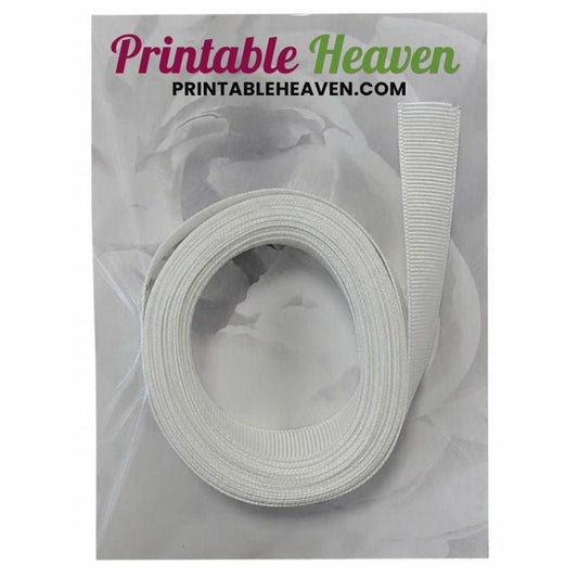 5m Grosgrain Ribbon in White (16mm width) - Printable Heaven